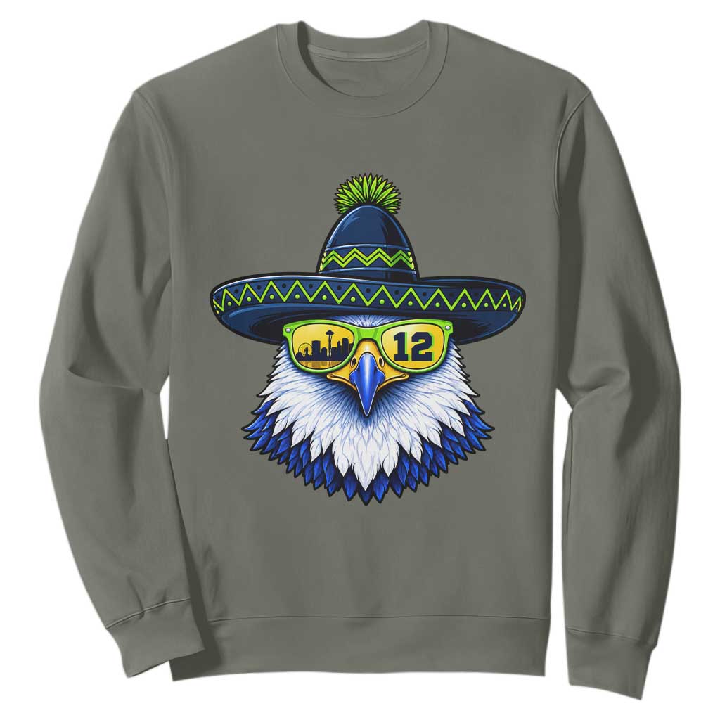 Sombrero Eagle With Neon Skyline Sunglasses Sweatshirt Emerald City Pride