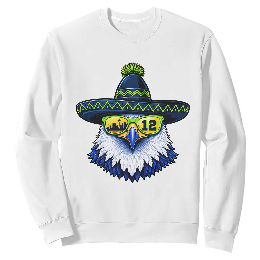 Sombrero Eagle With Neon Skyline Sunglasses Sweatshirt Emerald City Pride TS12 White Print Your Wear