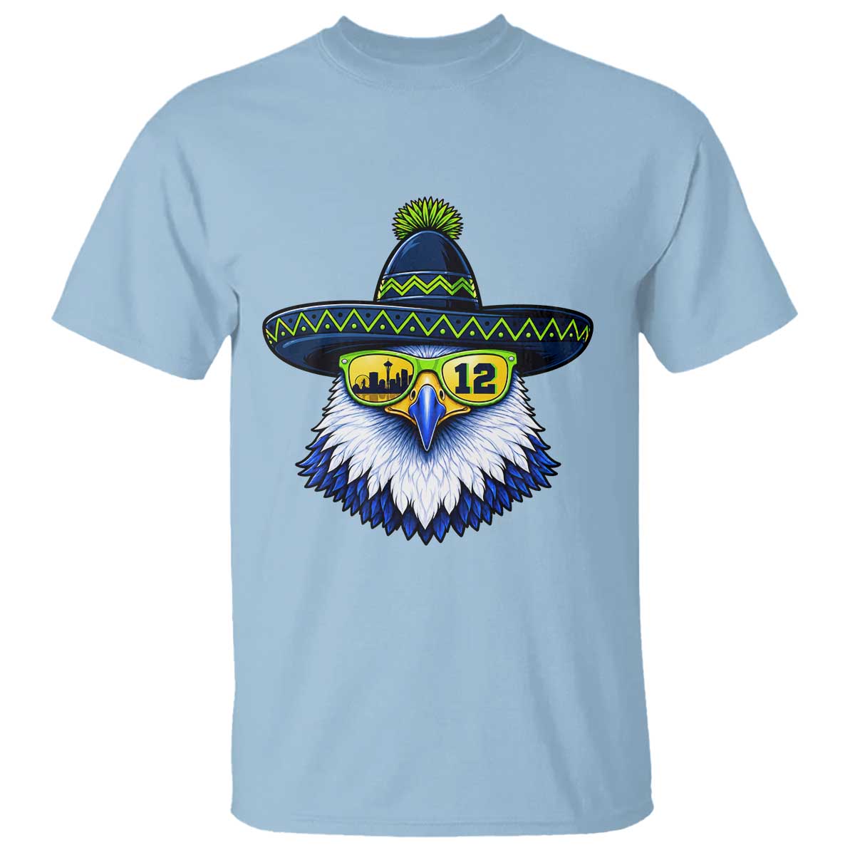 Sombrero Eagle With Neon Skyline Sunglasses T Shirt Emerald City Pride