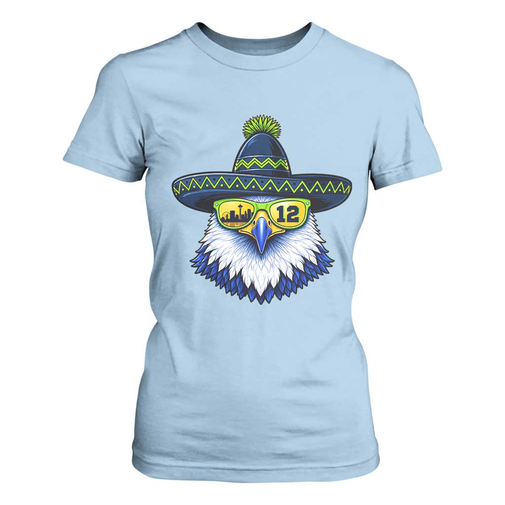 Sombrero Eagle With Neon Skyline Sunglasses T Shirt For Women Emerald City Pride