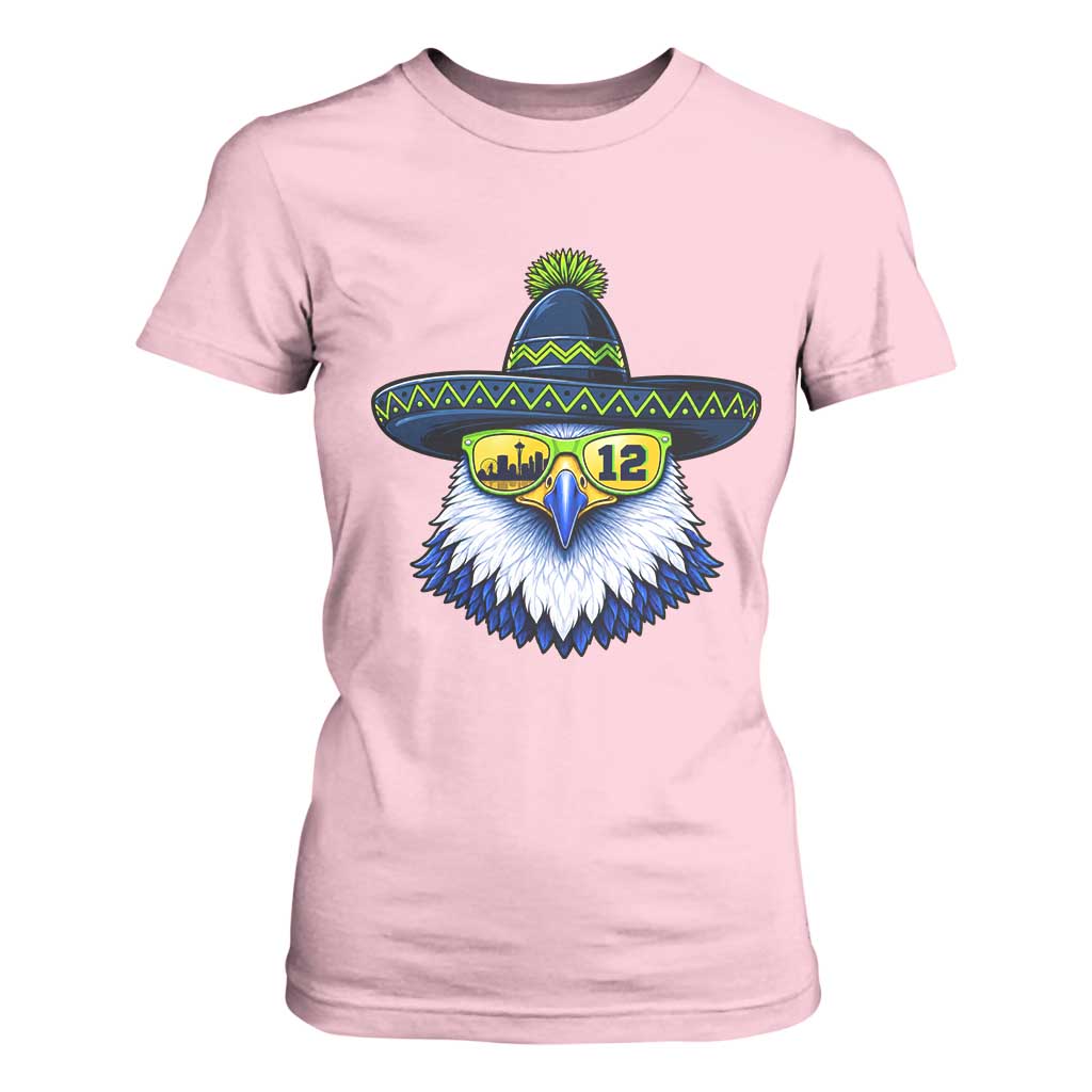 Sombrero Eagle With Neon Skyline Sunglasses T Shirt For Women Emerald City Pride