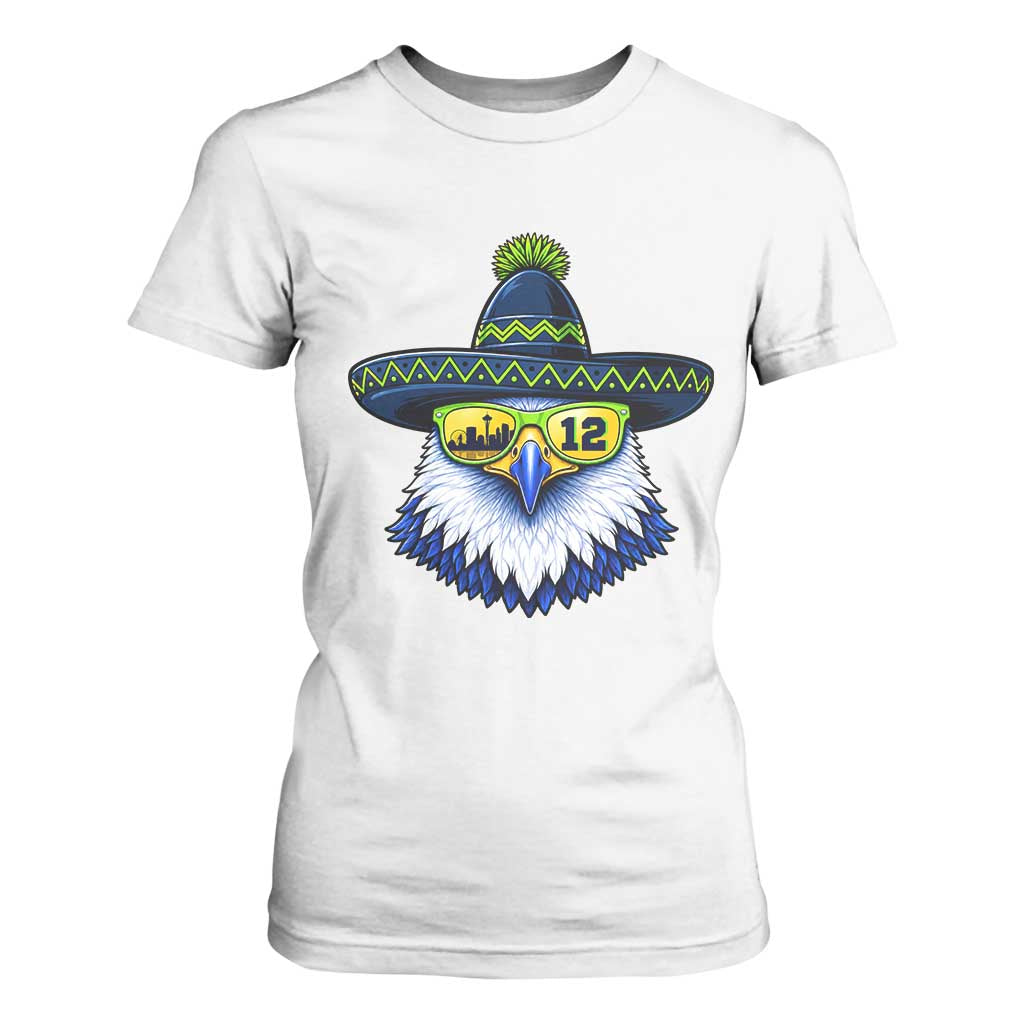 Sombrero Eagle With Neon Skyline Sunglasses T Shirt For Women Emerald City Pride