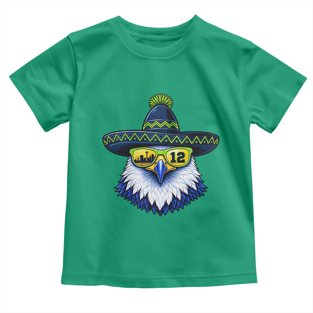 Sombrero Eagle With Neon Skyline Sunglasses Toddler T Shirt Emerald City Pride