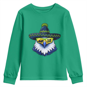Sombrero Eagle With Neon Skyline Sunglasses Youth Sweatshirt Emerald City Pride