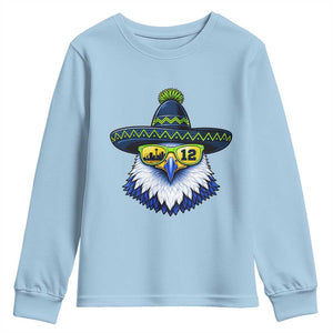 Sombrero Eagle With Neon Skyline Sunglasses Youth Sweatshirt Emerald City Pride