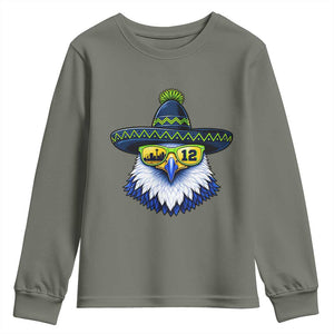 Sombrero Eagle With Neon Skyline Sunglasses Youth Sweatshirt Emerald City Pride