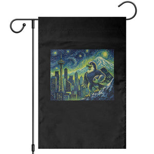Starry Night Seattle Skyline Eagle Garden Flag Vintage Football Fan Pacific Northwest Pride
