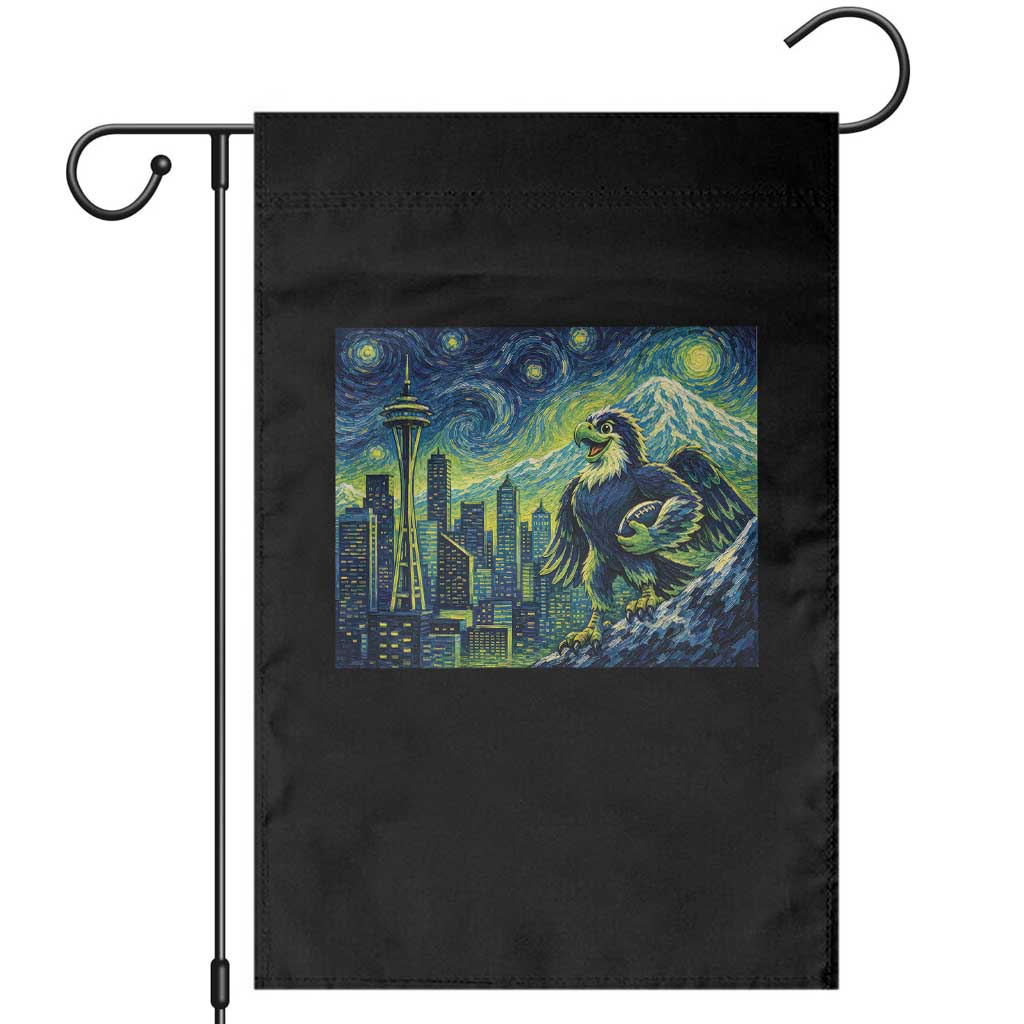Starry Night Seattle Skyline Eagle Garden Flag Vintage Football Fan Pacific Northwest Pride TS12 Black Print Your Wear