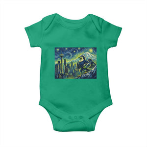 Starry Night Seattle Skyline Eagle Baby Onesie Vintage Football Fan Pacific Northwest Pride