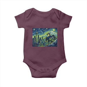 Starry Night Seattle Skyline Eagle Baby Onesie Vintage Football Fan Pacific Northwest Pride