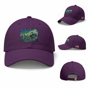 Starry Night Seattle Skyline Eagle Baseball Cap Vintage Football Fan Pacific Northwest Pride