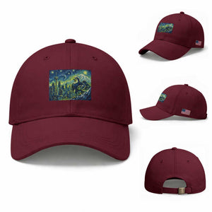 Starry Night Seattle Skyline Eagle Baseball Cap Vintage Football Fan Pacific Northwest Pride