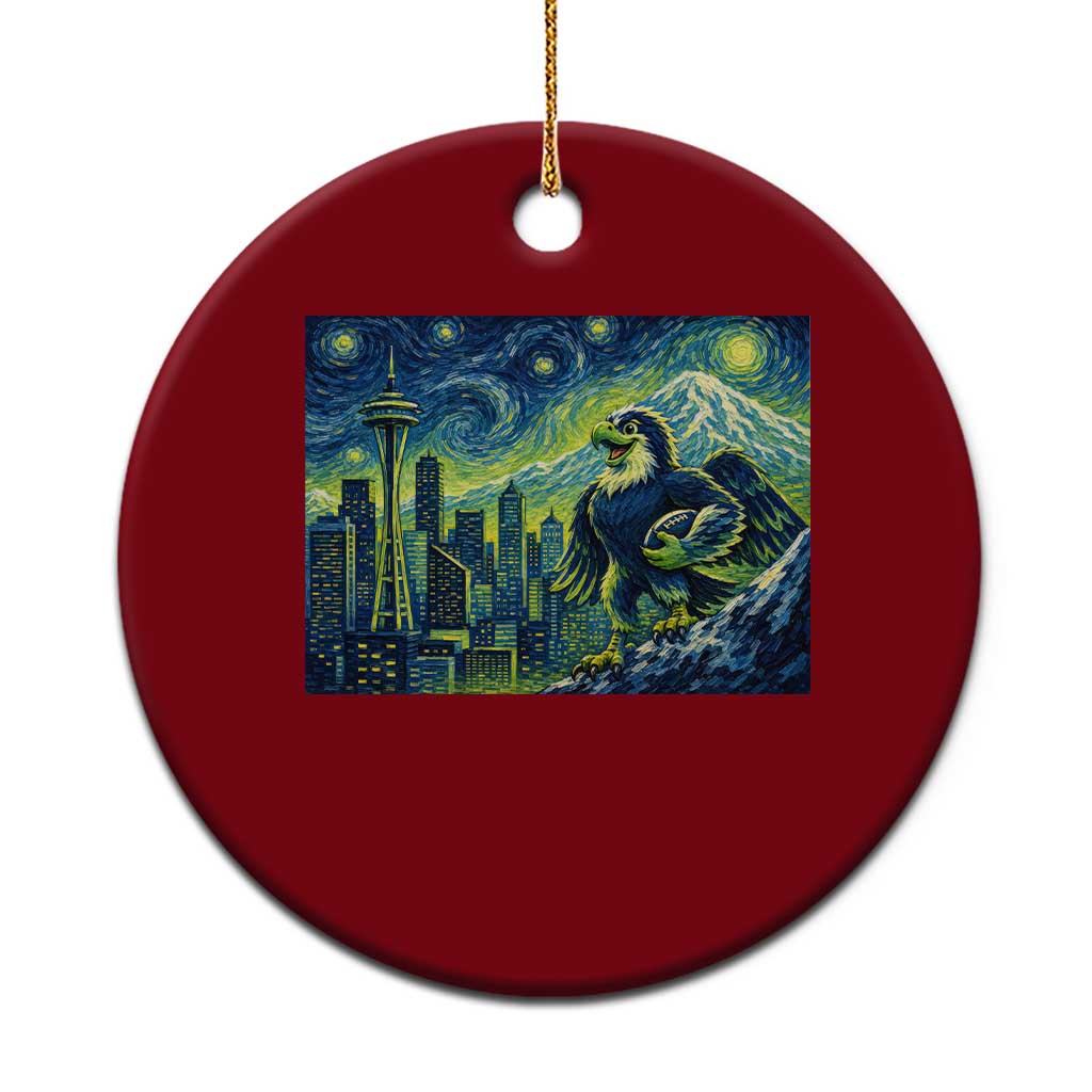 Starry Night Seattle Skyline Eagle Ceramic Ornament Vintage Football Fan Pacific Northwest Pride TS12 1pc Red Print Your Wear