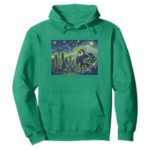 Starry Night Seattle Skyline Eagle Hoodie Vintage Football Fan Pacific Northwest Pride
