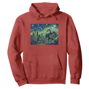 Starry Night Seattle Skyline Eagle Hoodie Vintage Football Fan Pacific Northwest Pride