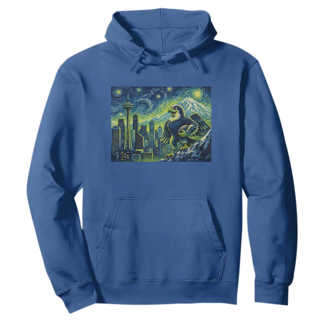 Starry Night Seattle Skyline Eagle Hoodie Vintage Football Fan Pacific Northwest Pride TS12 Royal Blue Print Your Wear