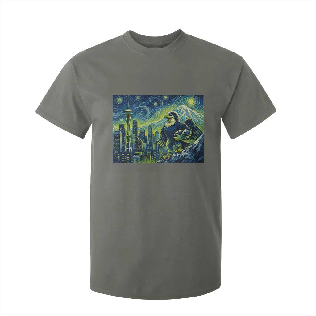 Starry Night Seattle Skyline Eagle T Shirt For Kid Vintage Football Fan Pacific Northwest Pride