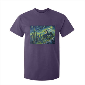 Starry Night Seattle Skyline Eagle T Shirt For Kid Vintage Football Fan Pacific Northwest Pride