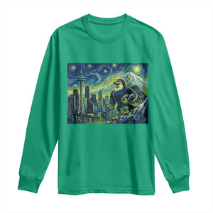 Starry Night Seattle Skyline Eagle Long Sleeve Shirt Vintage Football Fan Pacific Northwest Pride