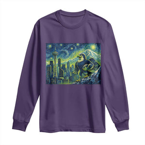 Starry Night Seattle Skyline Eagle Long Sleeve Shirt Vintage Football Fan Pacific Northwest Pride
