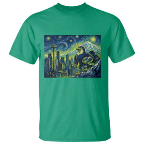 Starry Night Seattle Skyline Eagle T Shirt Vintage Football Fan Pacific Northwest Pride