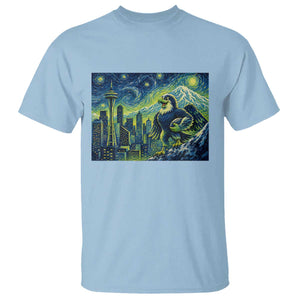 Starry Night Seattle Skyline Eagle T Shirt Vintage Football Fan Pacific Northwest Pride