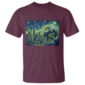Starry Night Seattle Skyline Eagle T Shirt Vintage Football Fan Pacific Northwest Pride