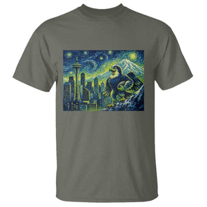 Starry Night Seattle Skyline Eagle T Shirt Vintage Football Fan Pacific Northwest Pride