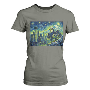 Starry Night Seattle Skyline Eagle T Shirt For Women Vintage Football Fan Pacific Northwest Pride