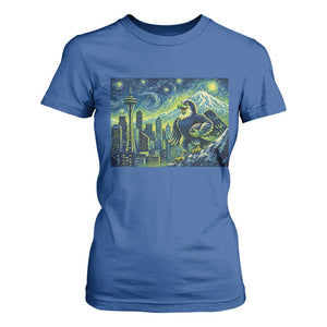 Starry Night Seattle Skyline Eagle T Shirt For Women Vintage Football Fan Pacific Northwest Pride