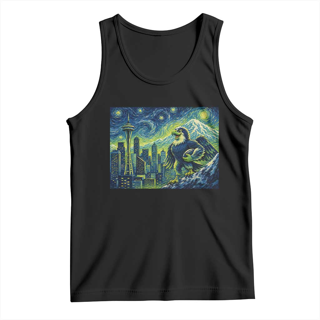 Starry Night Seattle Skyline Eagle Tank Top Vintage Football Fan Pacific Northwest Pride TS12 Black Print Your Wear