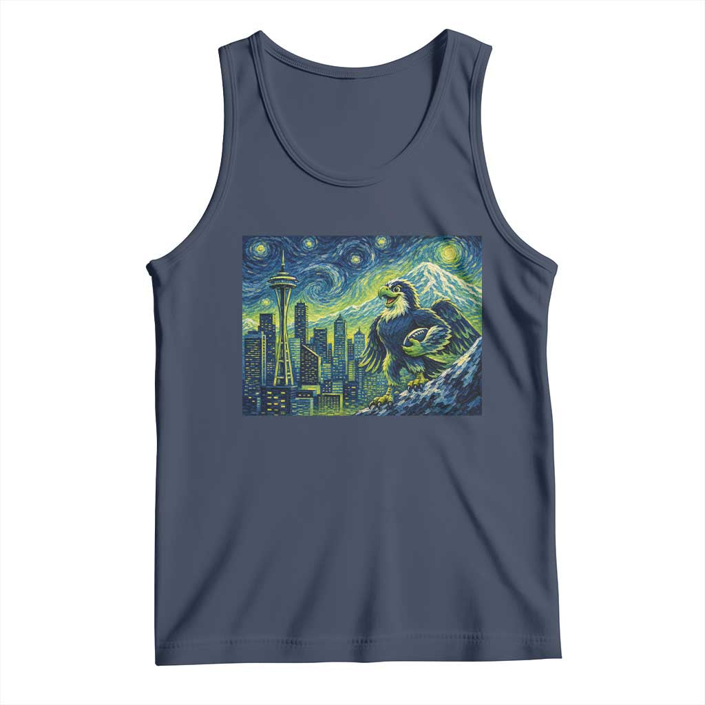 Starry Night Seattle Skyline Eagle Tank Top Vintage Football Fan Pacific Northwest Pride