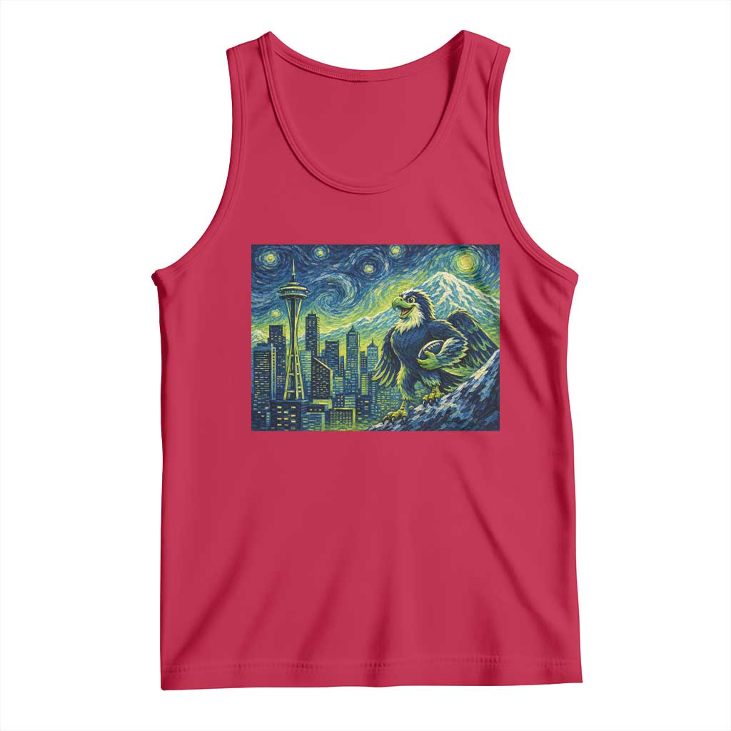 Starry Night Seattle Skyline Eagle Tank Top Vintage Football Fan Pacific Northwest Pride