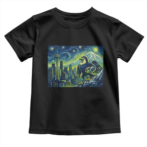 Starry Night Seattle Skyline Eagle Toddler T Shirt Vintage Football Fan Pacific Northwest Pride