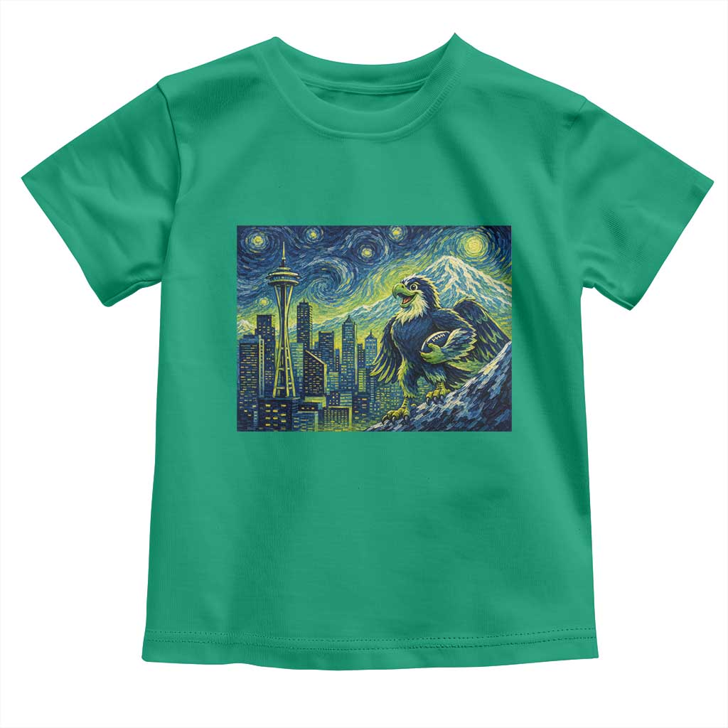 Starry Night Seattle Skyline Eagle Toddler T Shirt Vintage Football Fan Pacific Northwest Pride