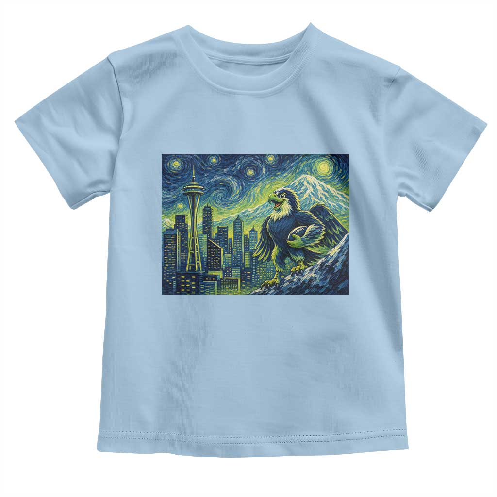 Starry Night Seattle Skyline Eagle Toddler T Shirt Vintage Football Fan Pacific Northwest Pride