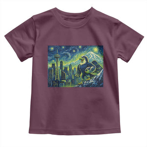 Starry Night Seattle Skyline Eagle Toddler T Shirt Vintage Football Fan Pacific Northwest Pride
