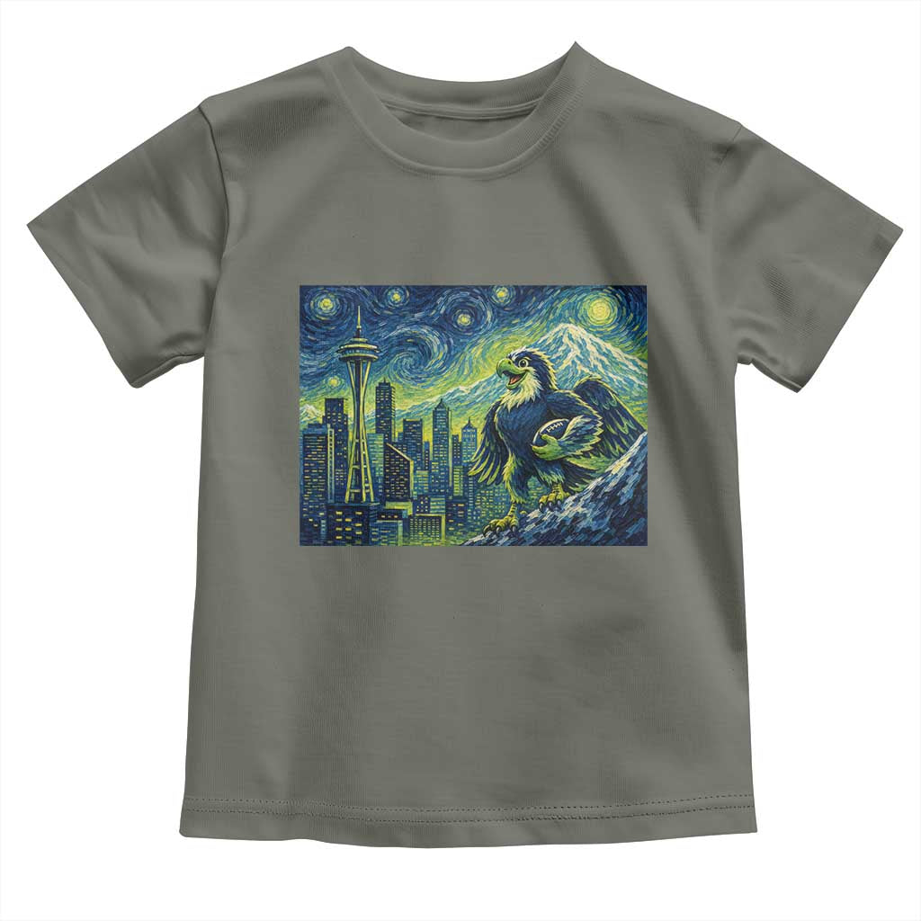 Starry Night Seattle Skyline Eagle Toddler T Shirt Vintage Football Fan Pacific Northwest Pride