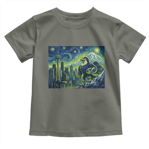 Starry Night Seattle Skyline Eagle Toddler T Shirt Vintage Football Fan Pacific Northwest Pride