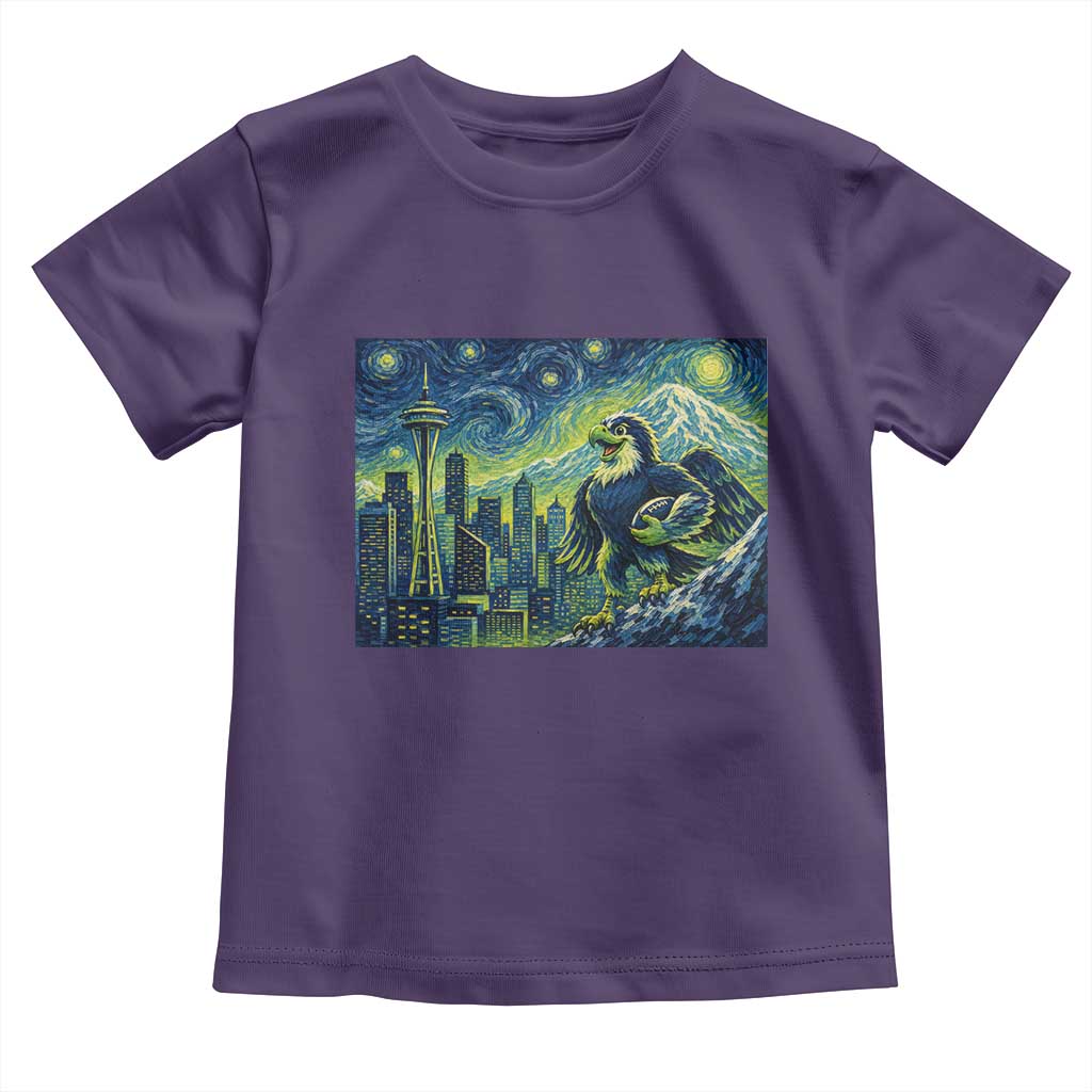 Starry Night Seattle Skyline Eagle Toddler T Shirt Vintage Football Fan Pacific Northwest Pride