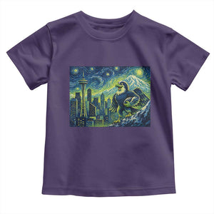 Starry Night Seattle Skyline Eagle Toddler T Shirt Vintage Football Fan Pacific Northwest Pride