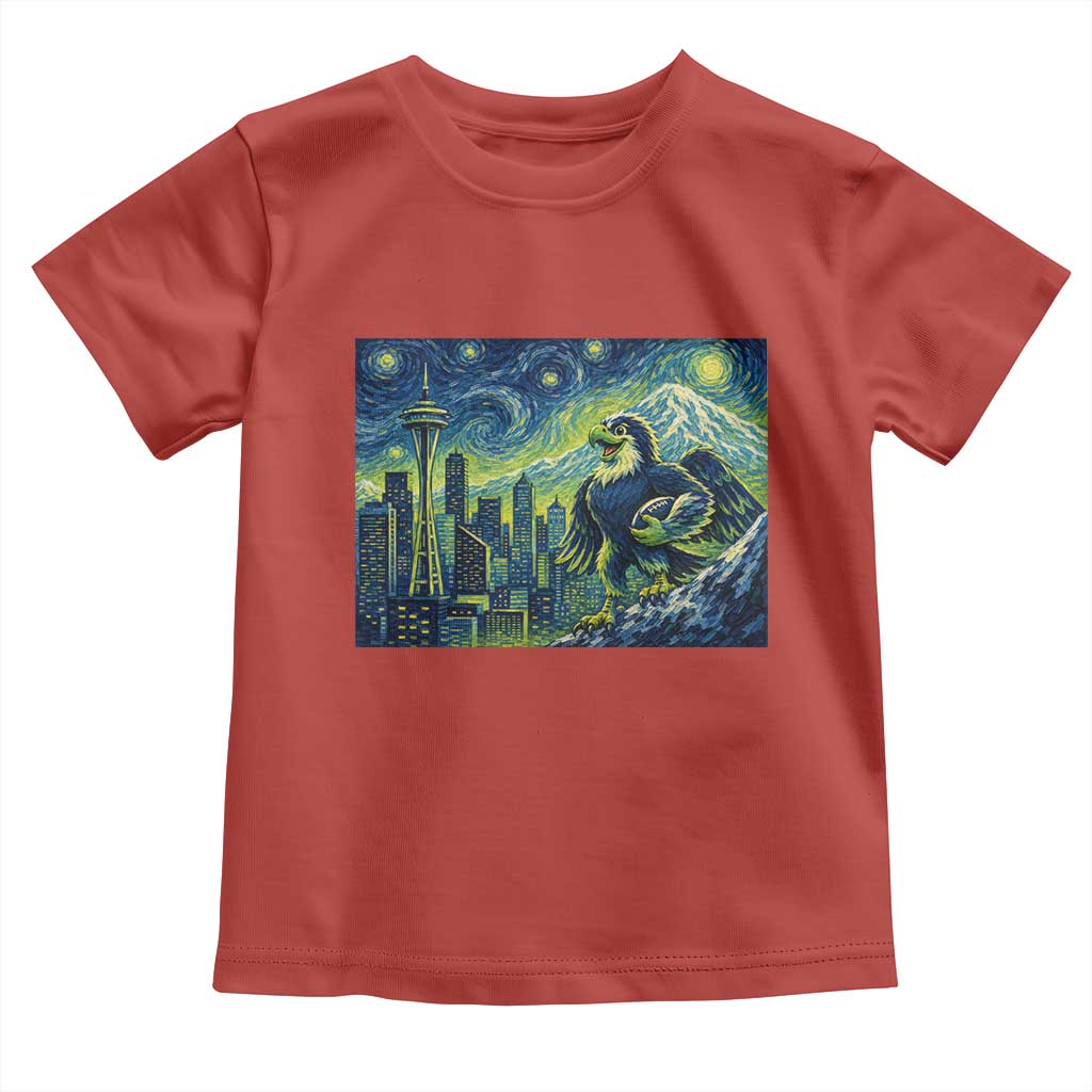 Starry Night Seattle Skyline Eagle Toddler T Shirt Vintage Football Fan Pacific Northwest Pride
