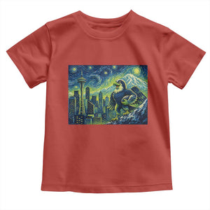 Starry Night Seattle Skyline Eagle Toddler T Shirt Vintage Football Fan Pacific Northwest Pride