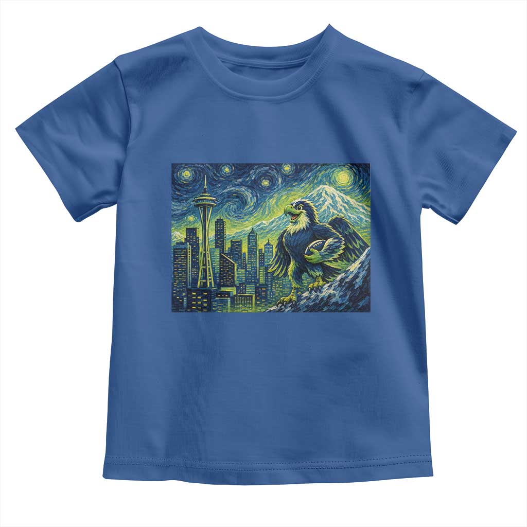 Starry Night Seattle Skyline Eagle Toddler T Shirt Vintage Football Fan Pacific Northwest Pride TS12 Royal Blue Print Your Wear