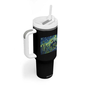 Starry Night Seattle Skyline Eagle Tumbler With Handle Vintage Football Fan Pacific Northwest Pride