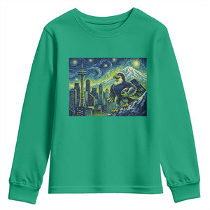 Starry Night Seattle Skyline Eagle Youth Sweatshirt Vintage Football Fan Pacific Northwest Pride