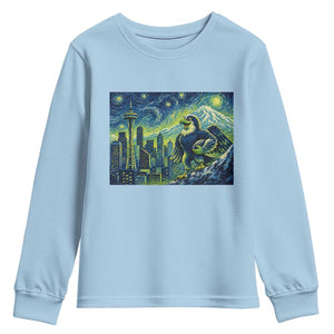 Starry Night Seattle Skyline Eagle Youth Sweatshirt Vintage Football Fan Pacific Northwest Pride