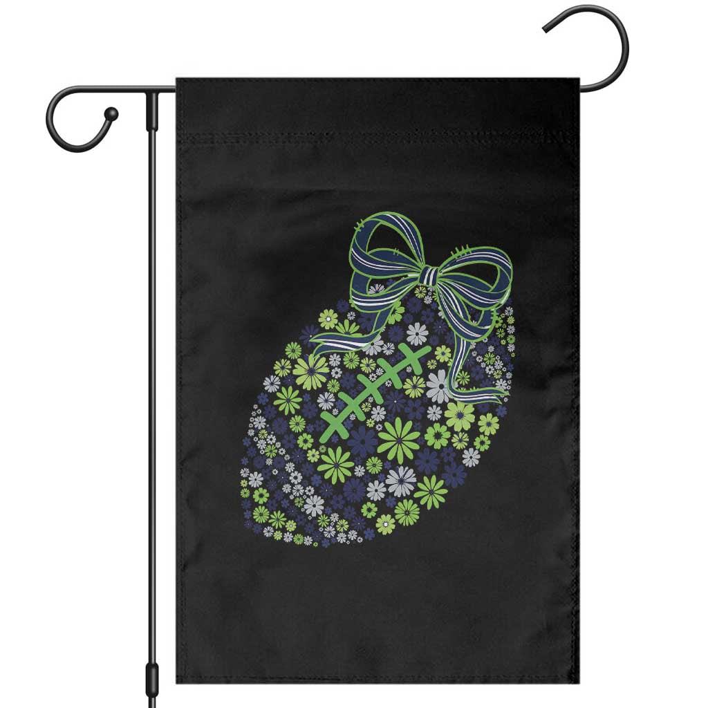 Floral Football With Bow Green And Blue Garden Flag Game Day Sports Fan
