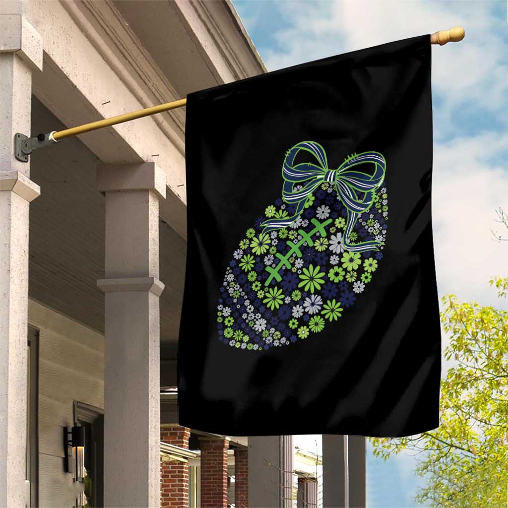 Floral Football With Bow Green And Blue Garden Flag Game Day Sports Fan