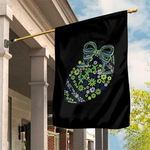 Floral Football With Bow Green And Blue Garden Flag Game Day Sports Fan
